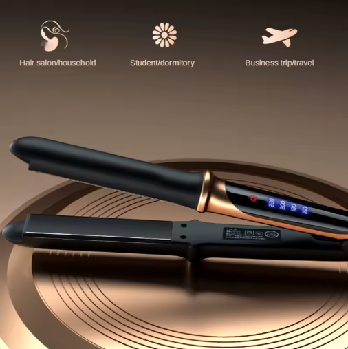Dual Use Hair Straightener Curling Iron 4 Temperature Settings Portable Styling Tool for Straightening Curling Air Bangs